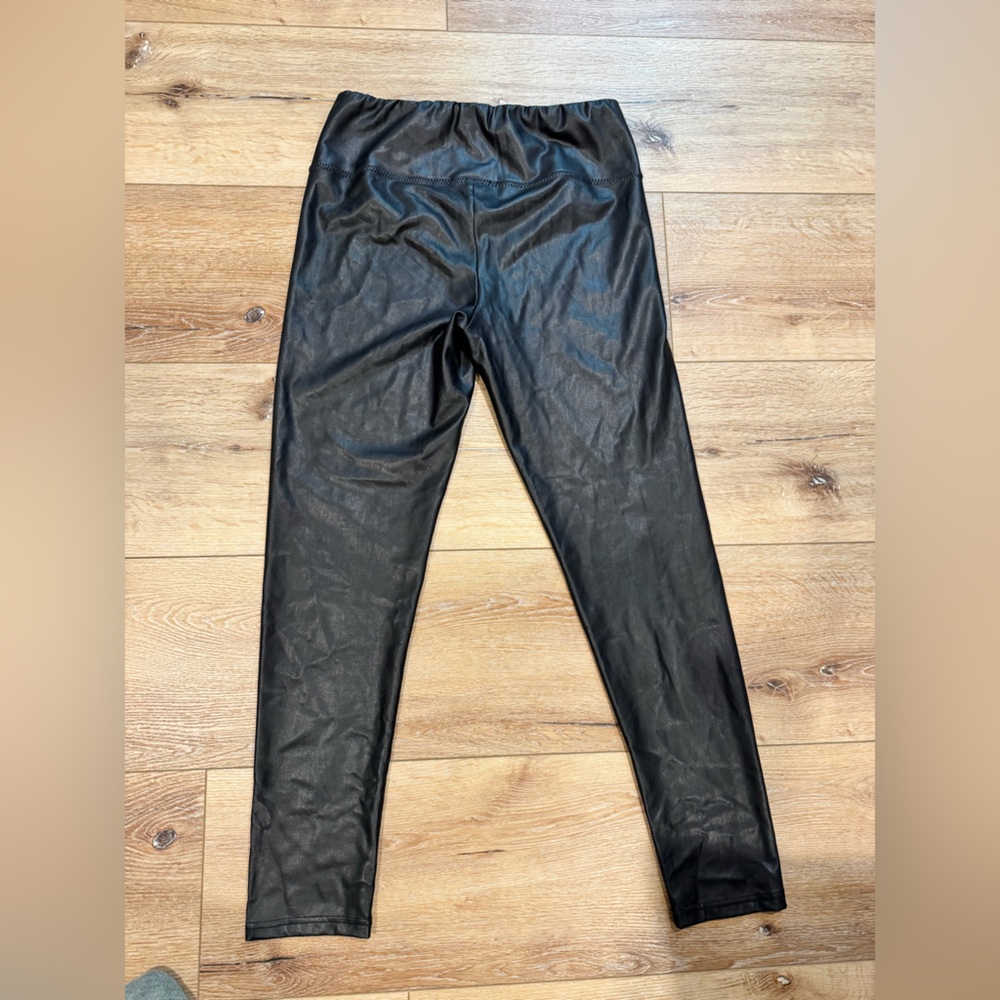 7 for All Mankind Black Faux Leather Leggings, Sz L